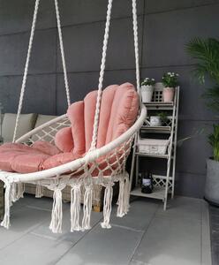 Wiszące krzesło z poduszkami na taras brudny róż - Karlos
