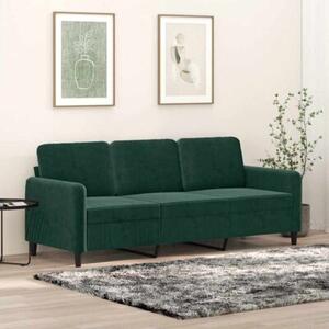 Sofa 3-osobowa, ciemnozielony, 180 cm, obita aksamitem