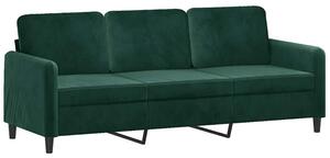 Sofa 3-osobowa, ciemnozielony, 180 cm, obita aksamitem