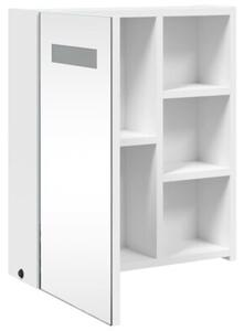 Szafka łazienkowa z lustrem i LED, biała, 45x13x52 cm