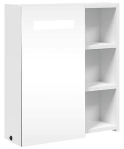 Szafka łazienkowa z lustrem i LED, biała, 45x13x52 cm
