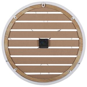 Zegar ścienny okrągły ciemne drewno ø 50 cm biała metalowa rama Arriaga Beliani