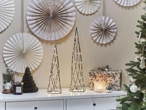 Zestaw 2 dekoracji świątecznych czarnych metalowa rama lampki LED choinka Neiden Beliani