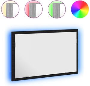Lustro Åazienkowe z oÅwietleniem LED, czarny dÄ b, 60x8,5x37 cm