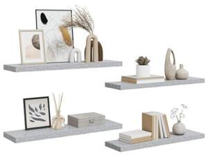Półki ścienne, 4 szt., szarość betonu, 90x23,5x3,8 cm, mdf