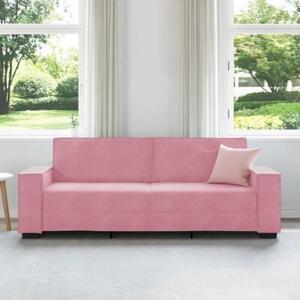 Sofa 3-osobowa, rÃ³Å¼owa, 220x78x84 cm, obita aksamitem