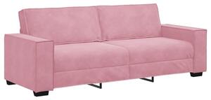 Sofa 3-osobowa, rÃ³Å¼owa, 220x78x84 cm, obita aksamitem