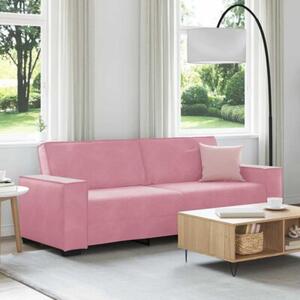 Sofa 3-osobowa, rÃ³Å¼owa, 220x78x84 cm, obita aksamitem