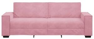 Sofa 3-osobowa, rÃ³Å¼owa, 220x78x84 cm, obita aksamitem