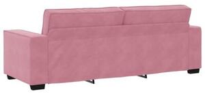 Sofa 3-osobowa, rÃ³Å¼owa, 220x78x84 cm, obita aksamitem