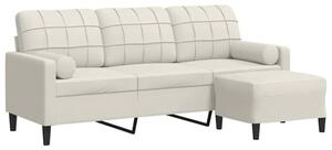 Sofa 3-osobowa, kremowa, 180 cm, tapicerowana aksamit