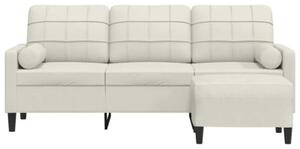 Sofa 3-osobowa, kremowa, 180 cm, tapicerowana aksamit