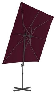 Parasol wiszący na stalowym słupku, bordowy, 250x250 cm