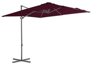 Parasol wiszący na stalowym słupku, bordowy, 250x250 cm