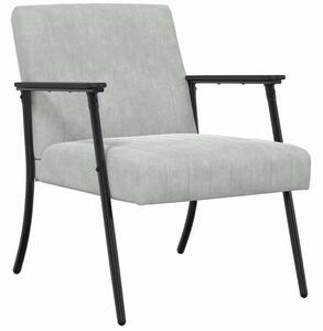 Elegancki fotel aksamitny w kolorze jasnoszarym z ergonomicznym wsparciem