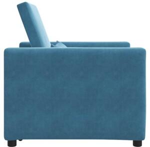 Sofa 3w1 w niebieskim aksamicie - wielofunkcyjny mebel do salonu