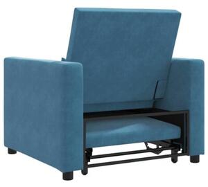 Sofa 3w1 w niebieskim aksamicie - wielofunkcyjny mebel do salonu