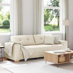 Sofa beÅ¼owy 221 x 78 x 80 cm tkanina lniana