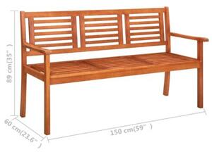 Trzyosobowa ławka ogrodowa, 150 cm, lite drewno eukaliptusowe
