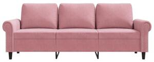Sofa 3-osobowa, rÃ³Å¼owa, 180 cm, obita aksamitem