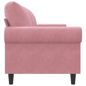 Sofa 3-osobowa, rÃ³Å¼owa, 180 cm, obita aksamitem