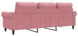 Sofa 3-osobowa, rÃ³Å¼owa, 180 cm, obita aksamitem