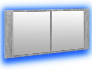 Szafka łazienkowa z lustrem i LED, szary dąb, 100x12x45 cm