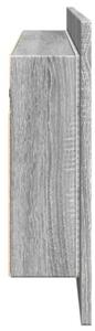 Szafka łazienkowa z lustrem i LED, szary dąb, 100x12x45 cm