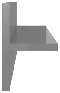 Półki ścienne, 4 szt., szare, wysoki połysk, 40 x 11,5 x 18 cm
