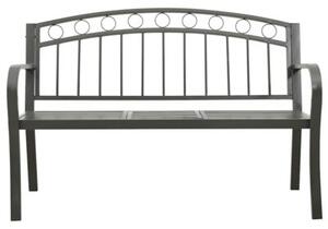 Ławka ogrodowa ze stolikiem, szara, 120 cm, stalowa