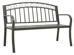 Ławka ogrodowa ze stolikiem, szara, 120 cm, stalowa
