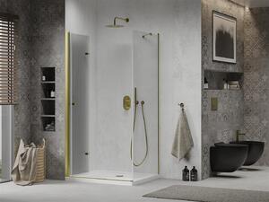 Mexen Lima kabina prysznicowa składana 70 x 80 cm, transparent, złota + brodzik Flat - 856-070-080-50-00-4010