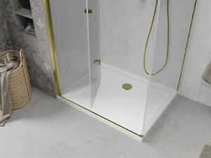 Mexen Lima kabina prysznicowa składana 70 x 80 cm, transparent, złota + brodzik Flat - 856-070-080-50-00-4010