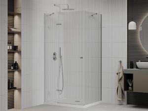 Mexen Roma kabina prysznicowa uchylna 120 x 80 cm, transparent, chrom + brodzik Flat - 854-120-080-01-00-4010