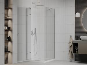 Mexen Roma kabina prysznicowa uchylna 90 x 90 cm, transparent, chrom + brodzik Flat - 854-090-090-01-00-4010
