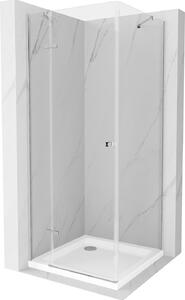 Mexen Roma kabina prysznicowa uchylna 100 x 100 cm, transparent, chrom + brodzik Flat - 854-100-100-01-00-4010