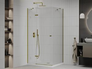 Mexen Roma kabina prysznicowa uchylna 120 x 80 cm, transparent, złota + brodzik Flat - 854-120-080-50-00-4010