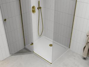Mexen Roma kabina prysznicowa uchylna 120 x 80 cm, transparent, złota + brodzik Flat - 854-120-080-50-00-4010