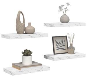 Nowoczesna półka ścienna z materiału drewnopochodnego w kolorze białego marmuru, 50 x 23,5 x 4 cm