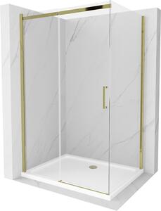Mexen Omega kabina prysznicowa rozsuwana 120 x 80 cm, transparent, złota + brodzik Flat - 825-120-080-50-00-4010