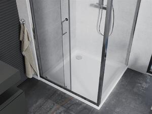 Mexen Apia kabina prysznicowa rozsuwana 90 x 90 cm, transparent, chrom + brodzik Flat - 840-090-090-01-00-4010