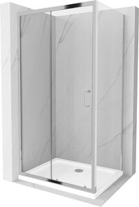 Mexen Apia kabina prysznicowa rozsuwana 90 x 80 cm, transparent, chrom + brodzik Flat - 840-090-080-01-00-4010