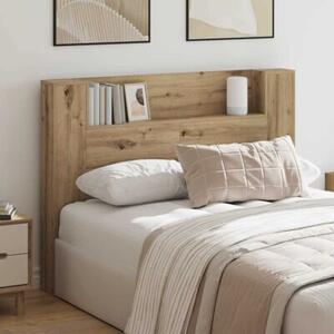 Nowoczesne wezgłowie z LED i półką do przechowywania w kolorze dąb rzemieślniczy