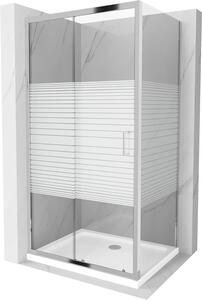Mexen Apia kabina prysznicowa rozsuwana 90 x 70 cm, pasy, chrom + brodzik Flat - 840-090-070-01-20-4010