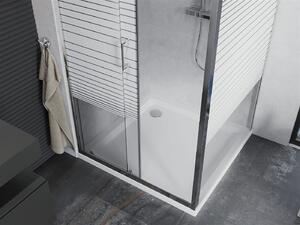 Mexen Apia kabina prysznicowa rozsuwana 90 x 90 cm, pasy, chrom + brodzik Flat - 840-090-090-01-20-4010