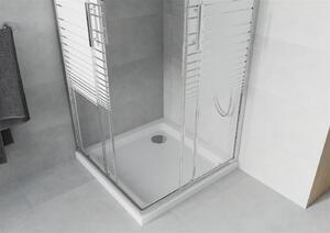 Mexen Rio kabina prysznicowa kwadratowa 70 x 70 cm, pasy, chrom + brodzik Flat, biały - 860-070-070-01-20-4010