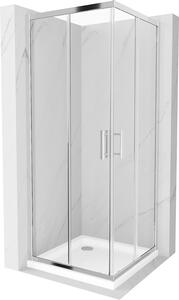 Mexen Rio kabina prysznicowa kwadratowa 70 x 70 cm, transparent, chrom + brodzik Flat, biały - 860-070-070-01-00-4010