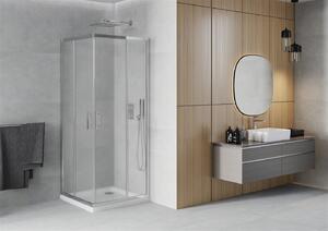 Mexen Rio kabina prysznicowa kwadratowa 70 x 70 cm, szron, chrom + brodzik Flat, biały - 860-070-070-01-30-4010