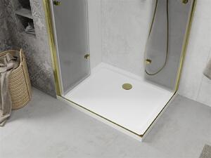 Mexen Lima Duo kabina prysznicowa składana 80 x 70 cm, transparent, złota + brodzik Flat - 856-080-070-50-02-4010G