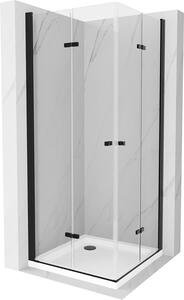 Mexen Lima Duo kabina prysznicowa składana 100 x 100 cm, transparent, czarna + brodzik Flat - 856-100-100-70-02-4010B